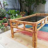 Rattan coffee table and glass