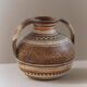 Vintage ceramic vase from the 1960s, hand-painted Italian pottery with two handles, brown tones and decorative pattern by Italica Ars.