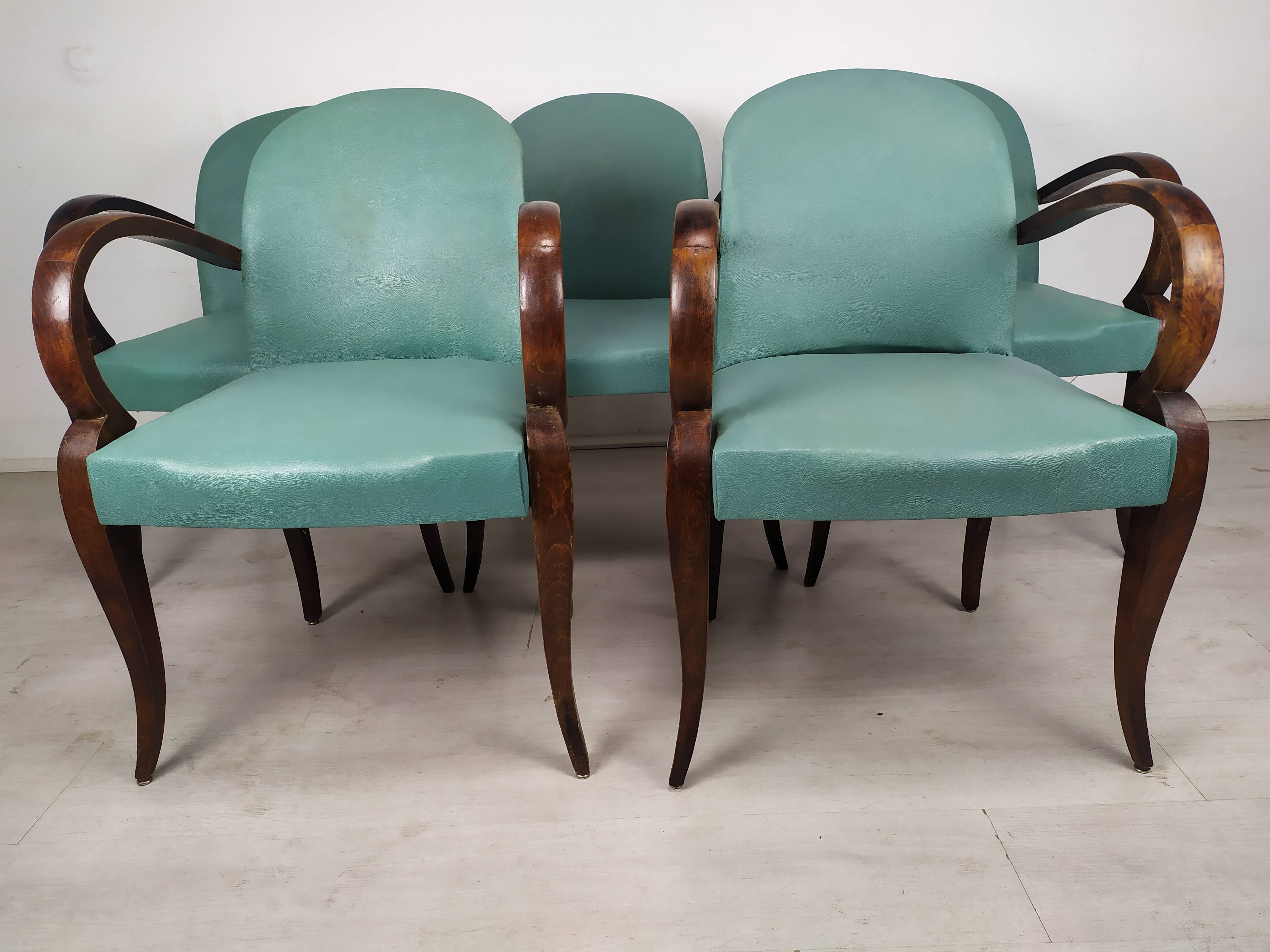 5 art deco bridge armchairs