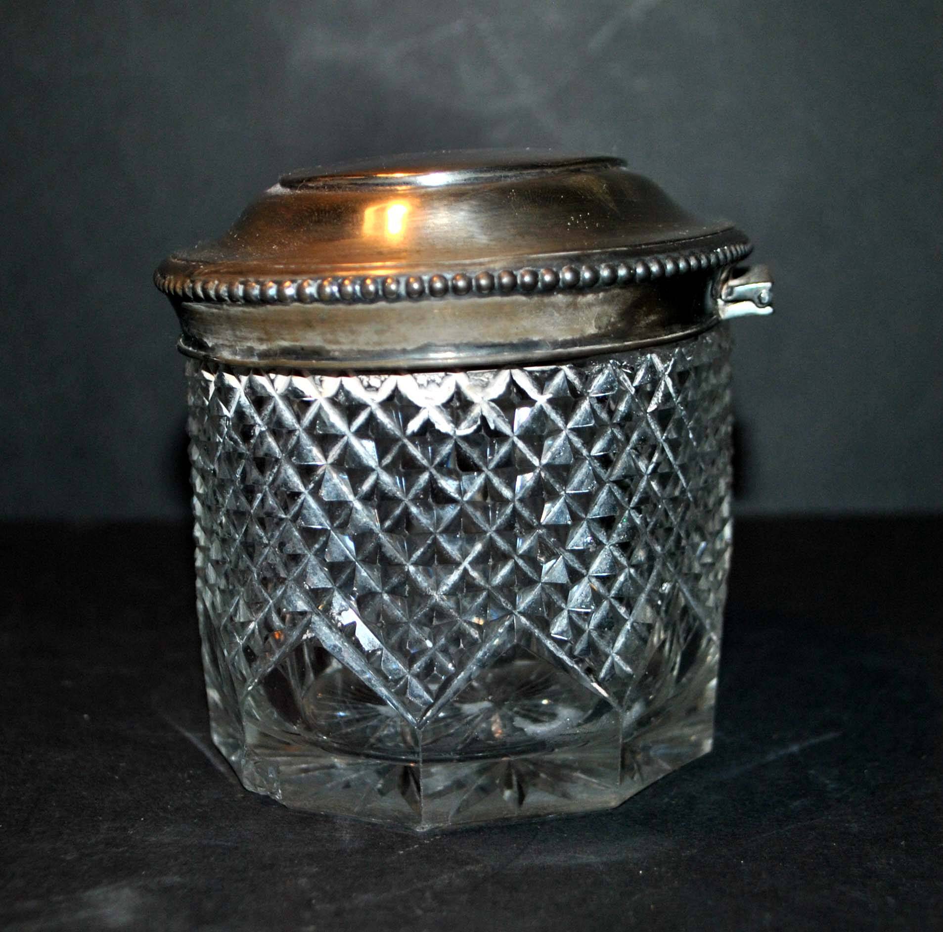 Old box in silver and cut crystal germany hallmark 833