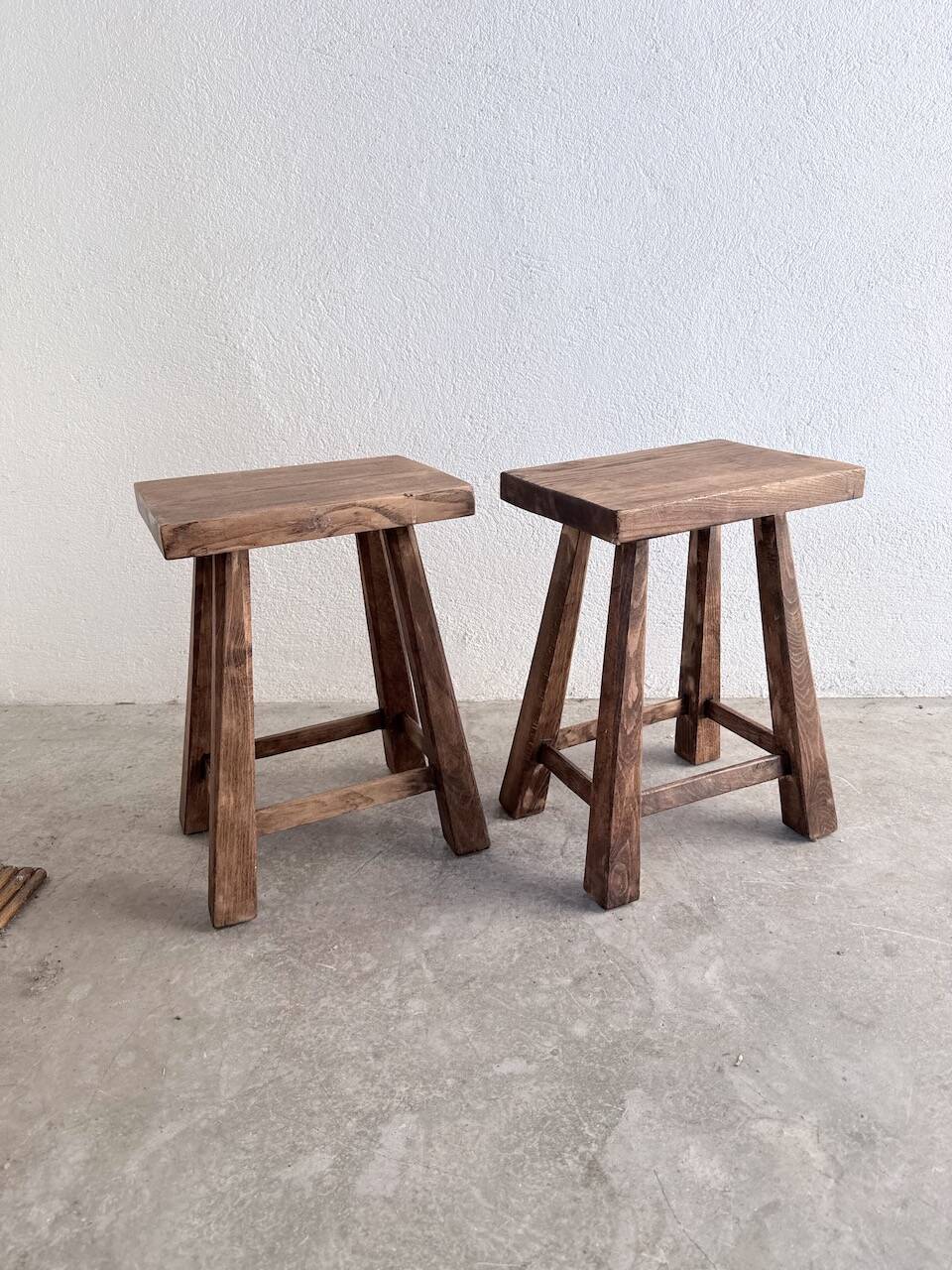 Pair of oak stools from the 1960s.