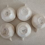 Set of five Digoin Sarreguemines cups