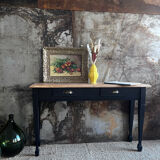 Console raw wood and absolute black