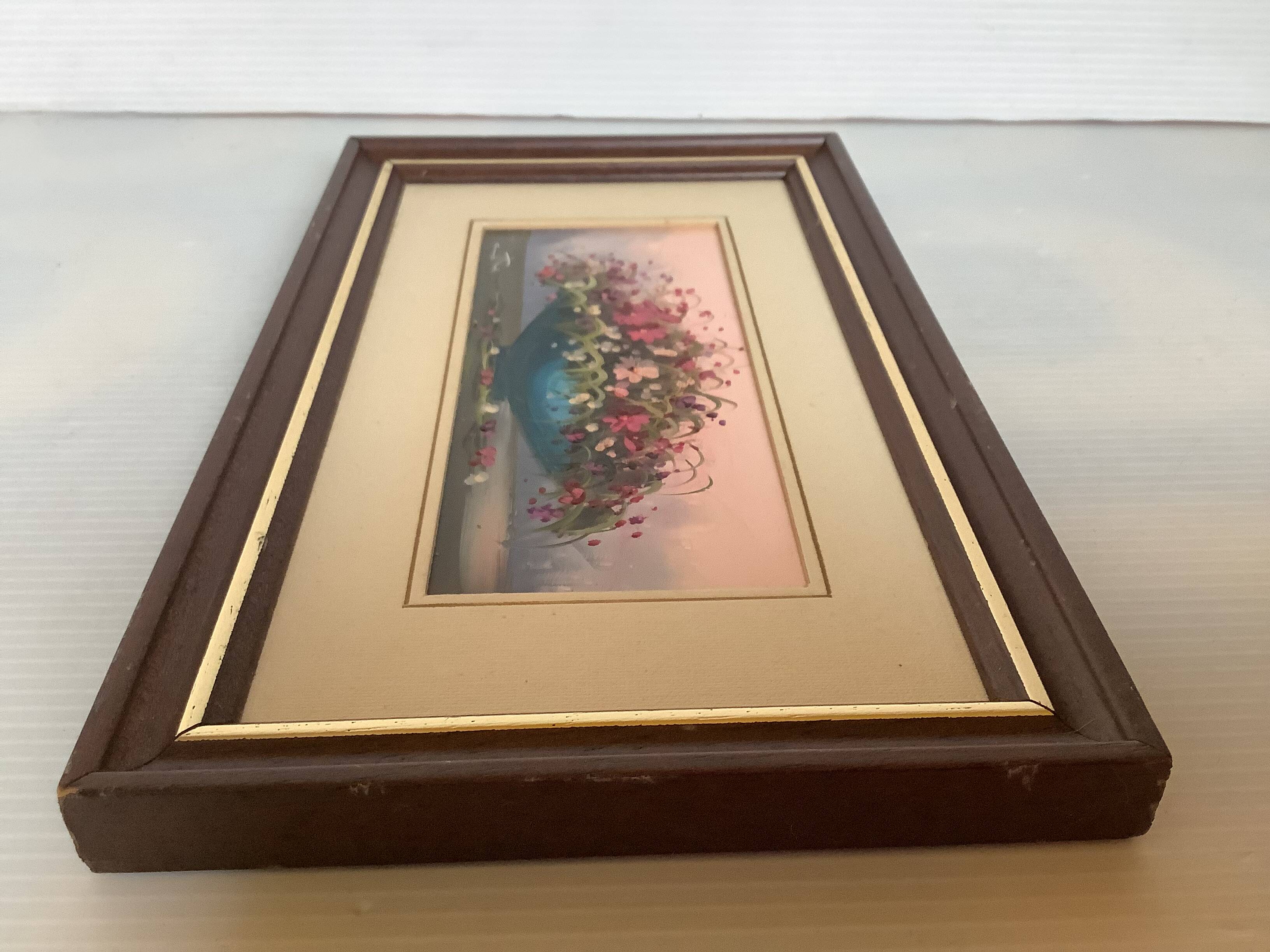 Small frame of flowers oil on hardboard