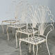 Rare exquisite set of six French peacock garden patio chairs, 1950s