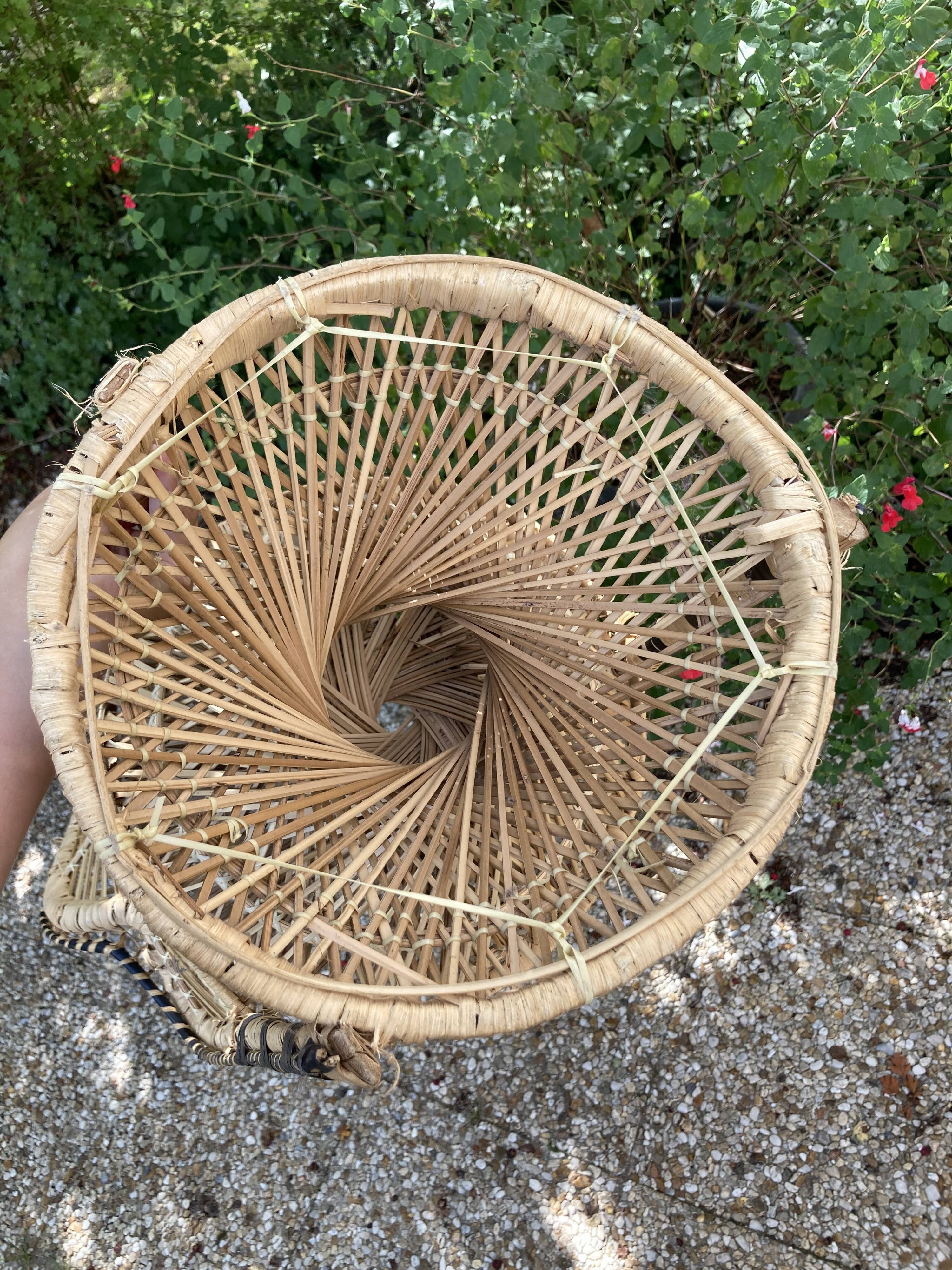 Set of 3 vintage rattan armchairs