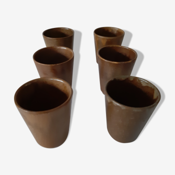 Suite of 6 Digoin sandstone cups