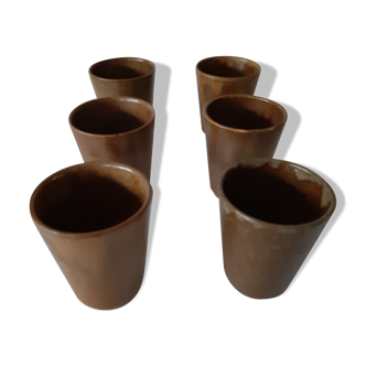 Suite of 6 Digoin sandstone cups