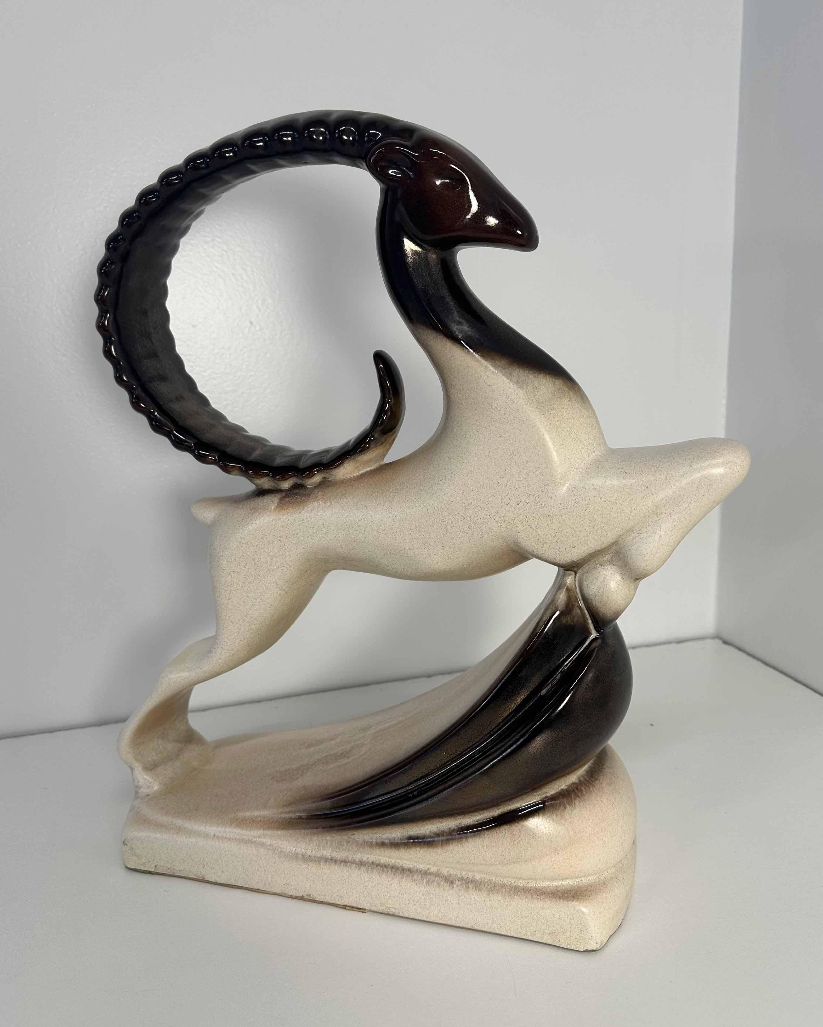 Large ceramic ram in Art Deco style by One Royal Art Art Brown and Whiting, 1960