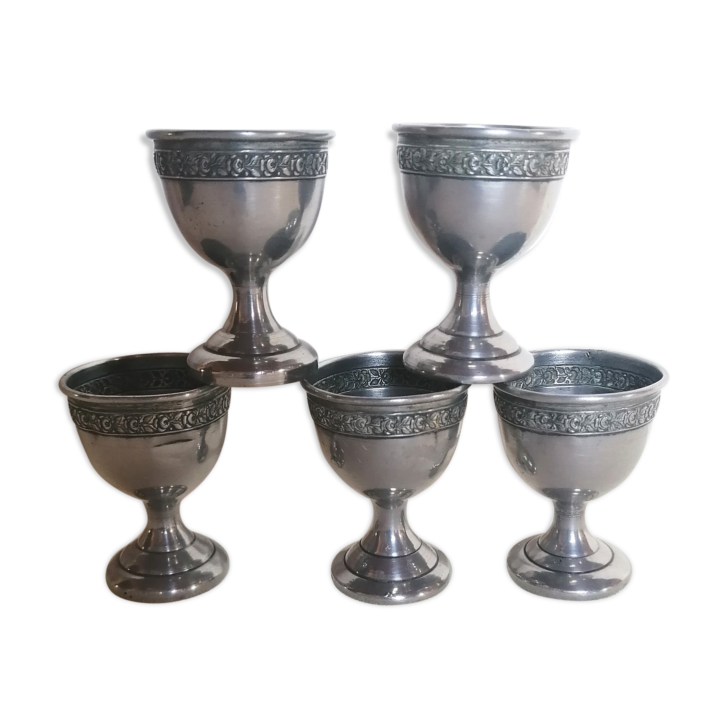 Lot de 5 coquetiers en aluminium années 30