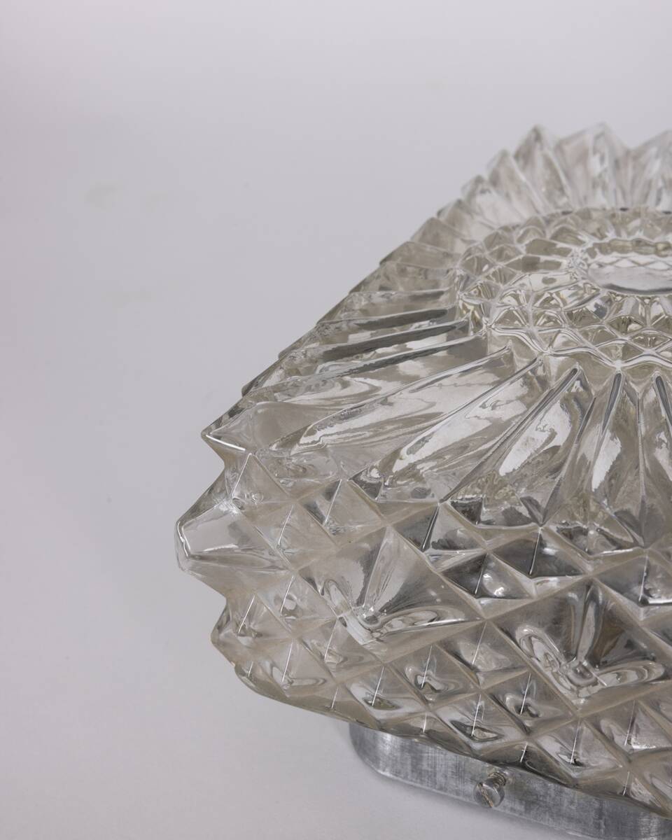 Vintage Worked Glass Wall Lamps, 1970s, Set of 3