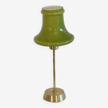 Lampe suedoise en laiton et verre 1970