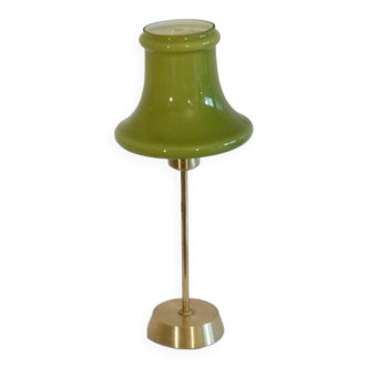 Lampe suedoise en laiton et verre 1970