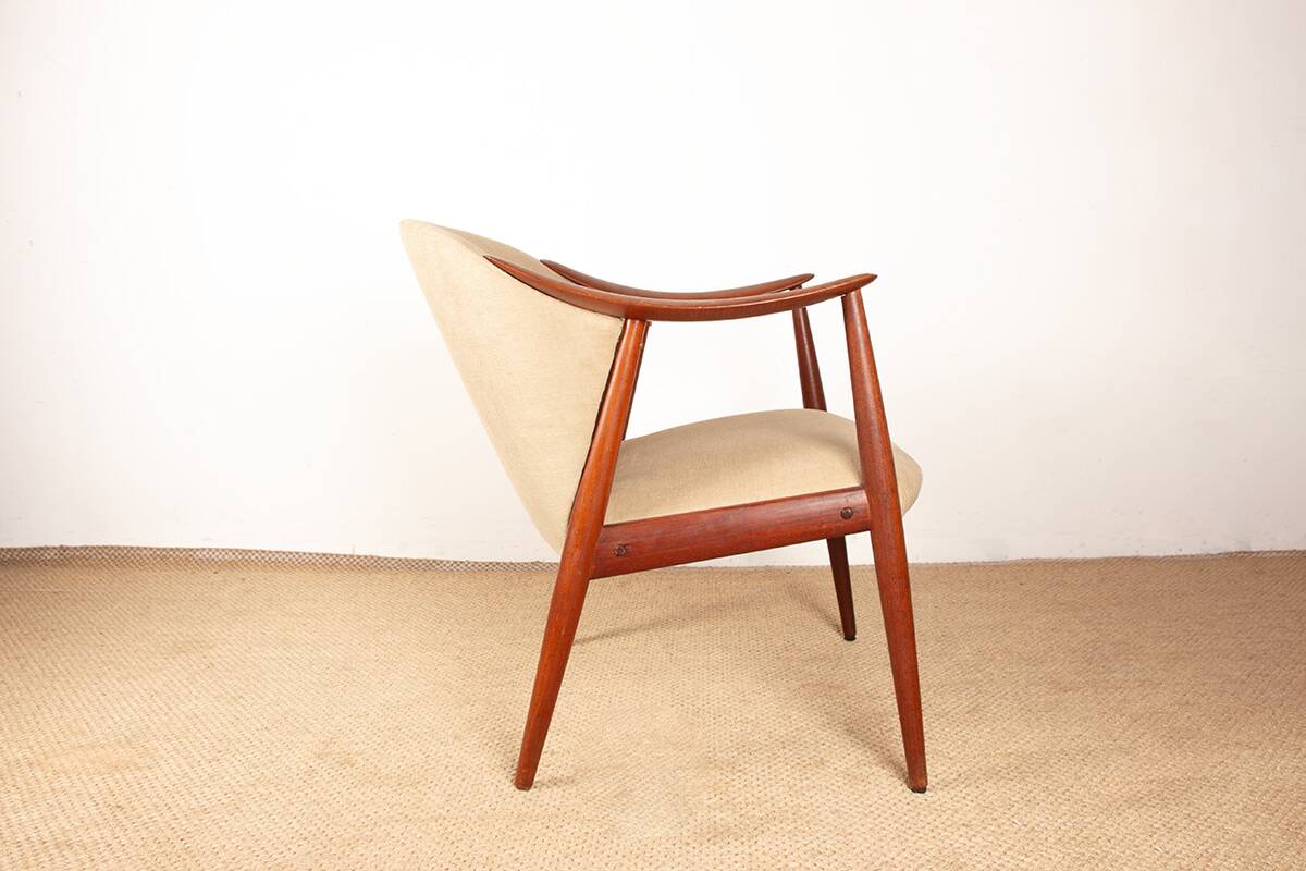 2 Scandinavian armchairs in teak and fabric, new Tyrol model, Gerhard Berg.