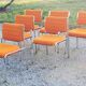 Set of 6 designer chairs from the 70s orange fabrics and chrome tubes