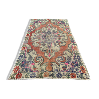 Vintage Turkish rug 220x130 cm distressed carpet