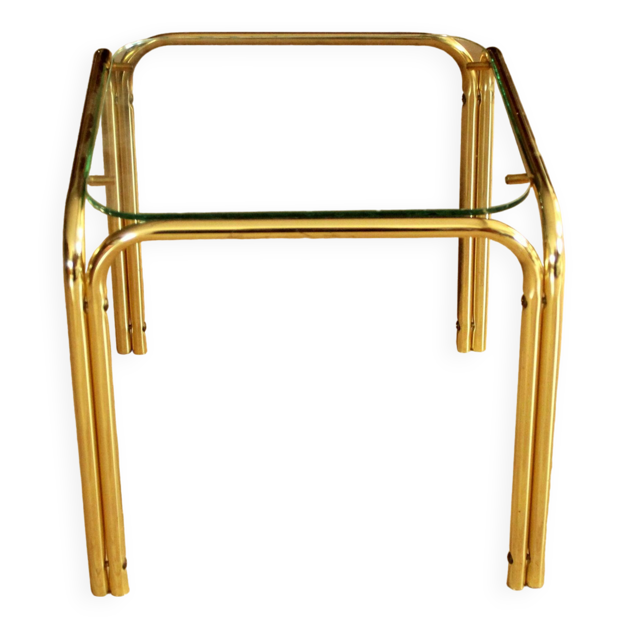Small brass and glass side table, ideal as a plant stand, vintage from the 70s