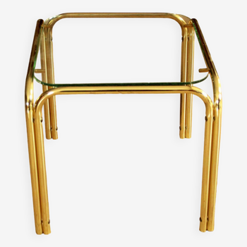 Small brass and glass side table, ideal as a plant stand, vintage from the 70s