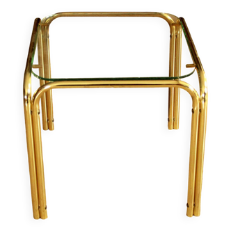 Small brass and glass side table, ideal as a plant stand, vintage from the 70s