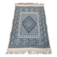 White and blue margoum rug hand-woven in natural wool