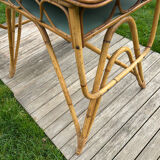 Small vintage rattan desk from the 1960s.
