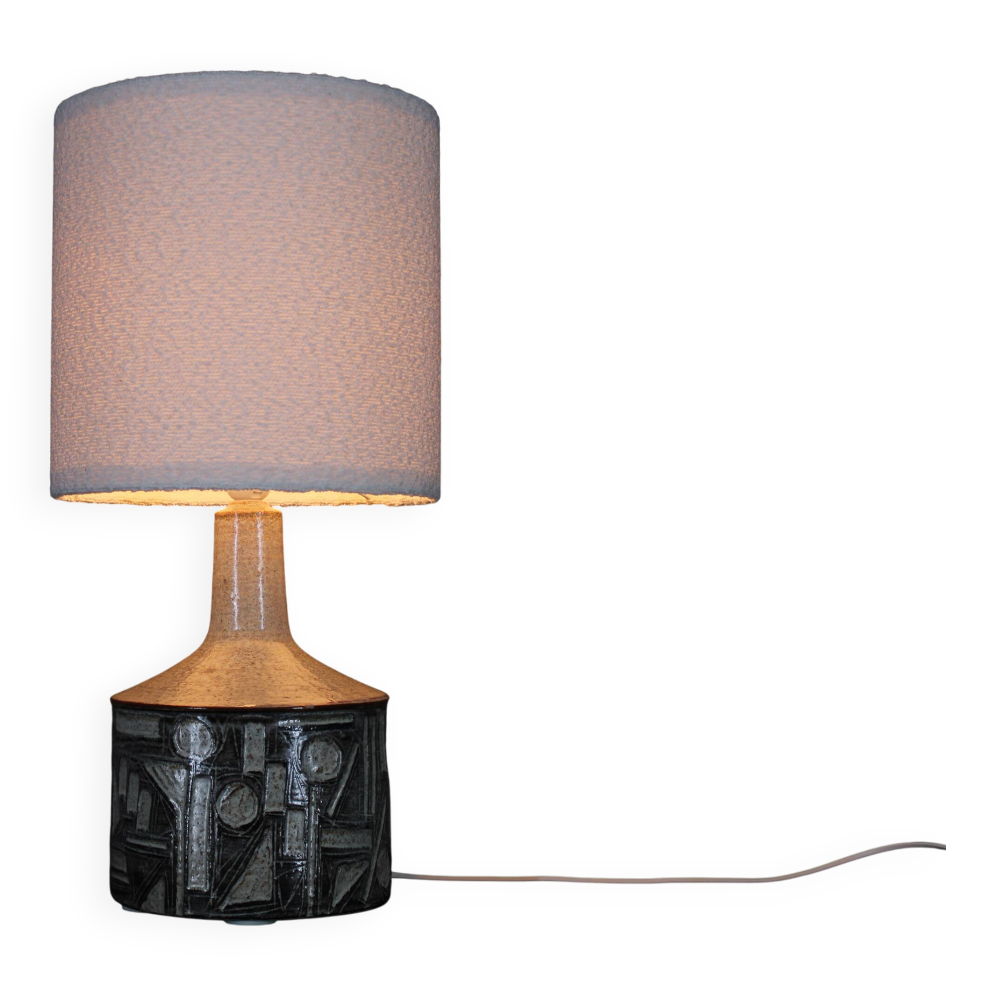 1970s Ceramic Table Lamp from Axella with Fabric Lampshade, Denmark