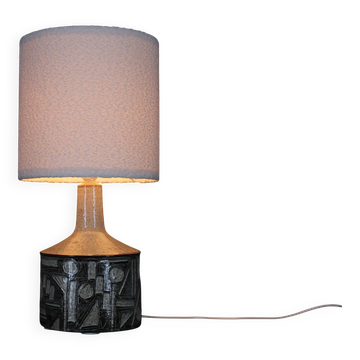 1970s Ceramic Table Lamp from Axella with Fabric Lampshade, Denmark
