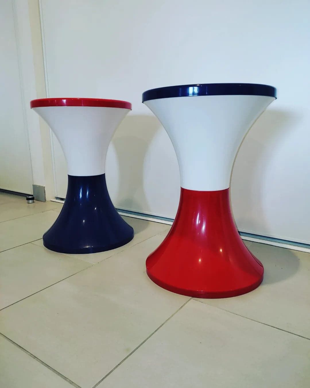 Pair of plastic Tam Tam stools. Original colors.
