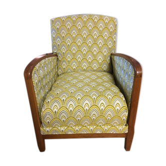 Art Deco armchair new tapestry restored
