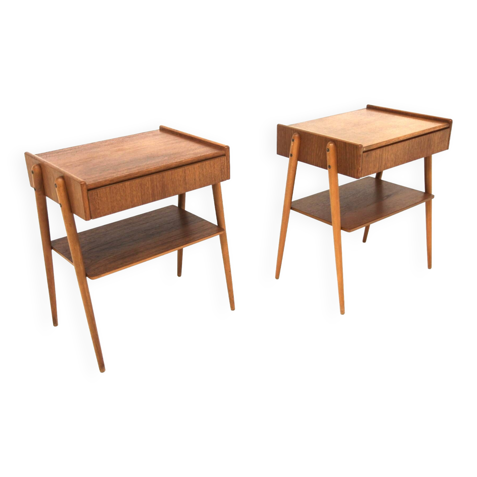 Set of 2 Scandinavian teak bedside tables, Carlström, Sweden, 1960