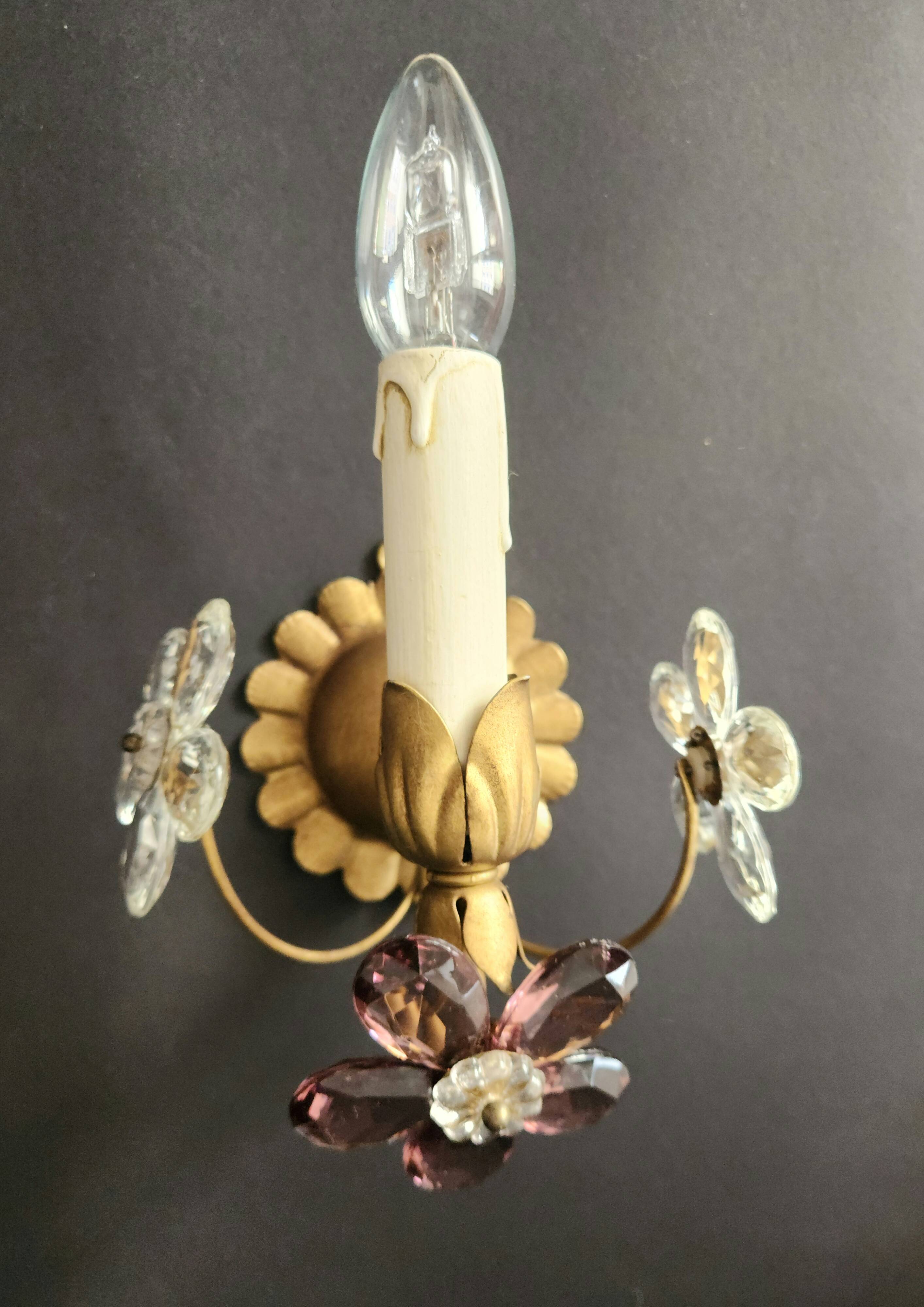 Set vergoldet Wandlampe Murano Kristall
