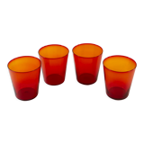 Set of 4 glasses, translucent oranges - vintage 1970