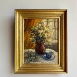 Still life with cup signed Peyranne, mid-20th century