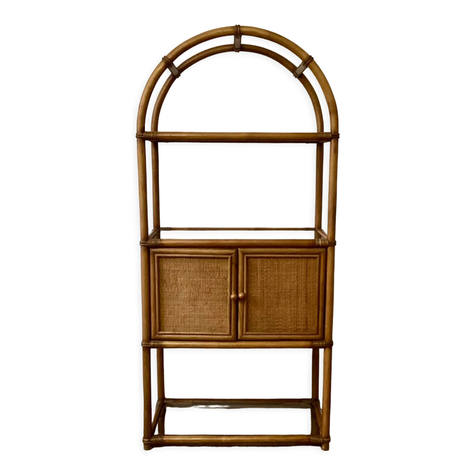 Bamboo shelf and smoked glass