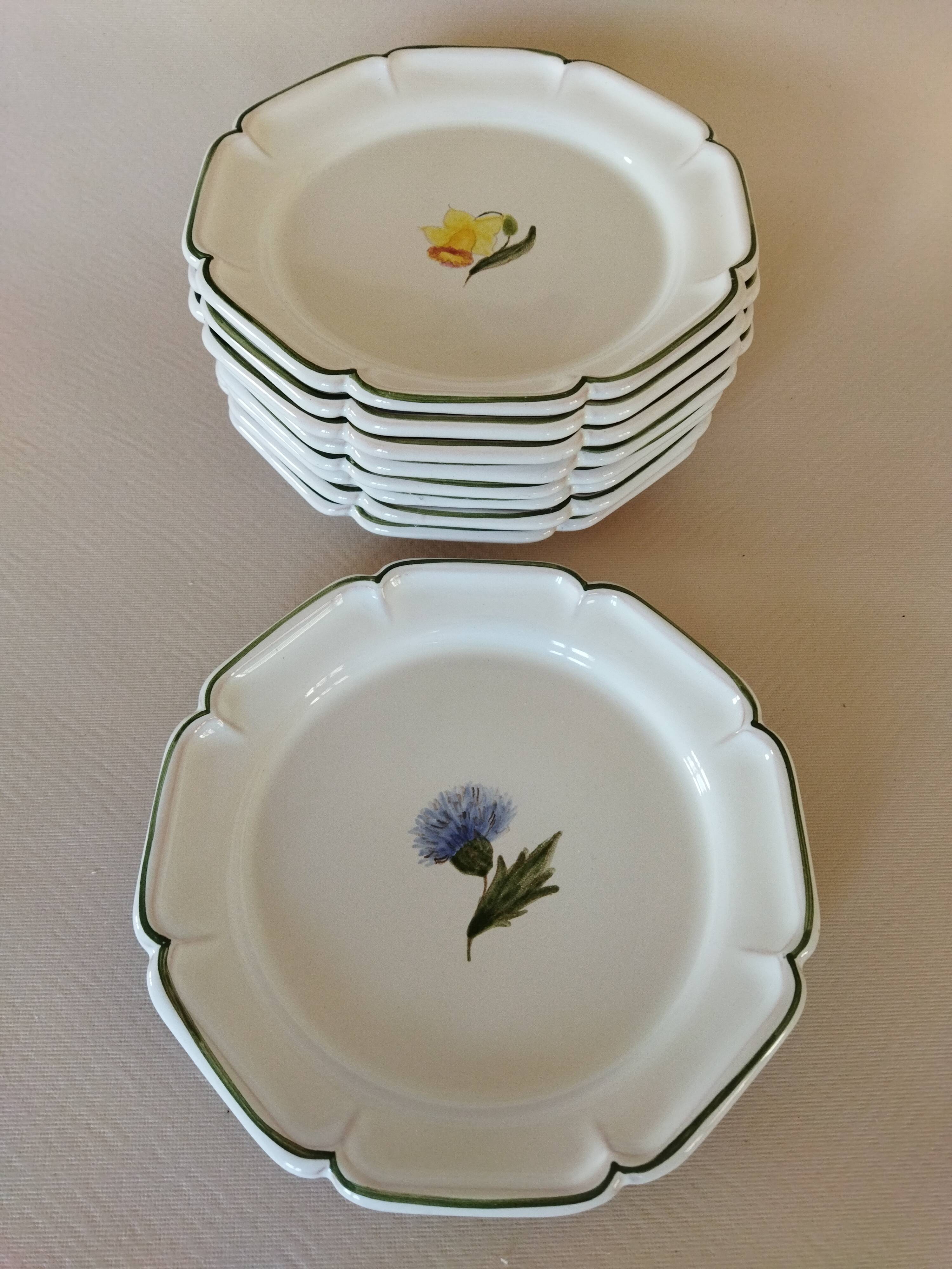 9 earthenware cake plates Molton France