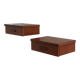 Vintage Scandinavian teak wall-mounted bedside tables.
