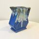 Large vintage art deco pitcher alpho in fat lava blue ceramic vase signed