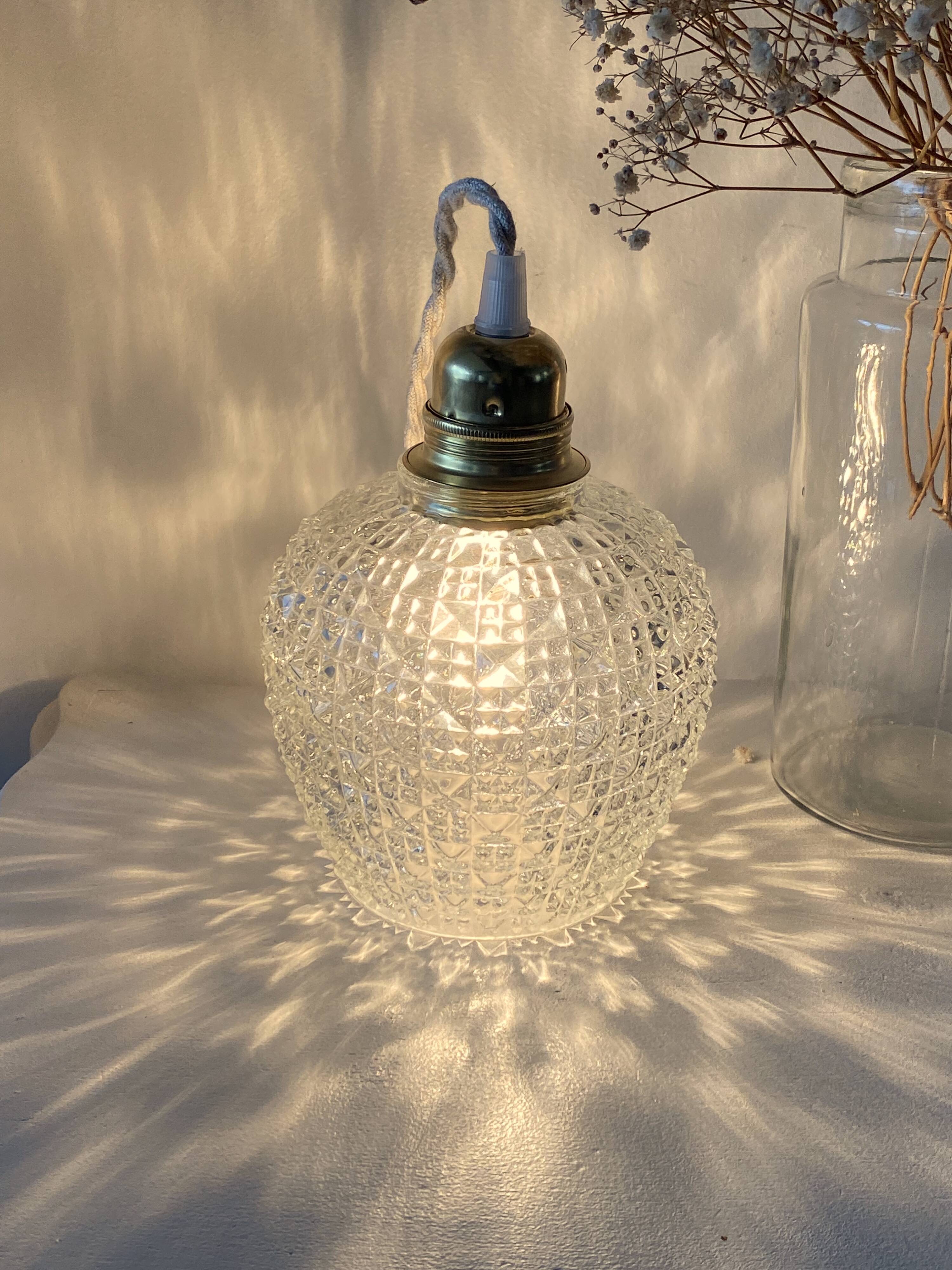 70s glass pendant light