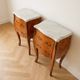 Pair of antique Louis XV bedside tables in marquetry and marble.