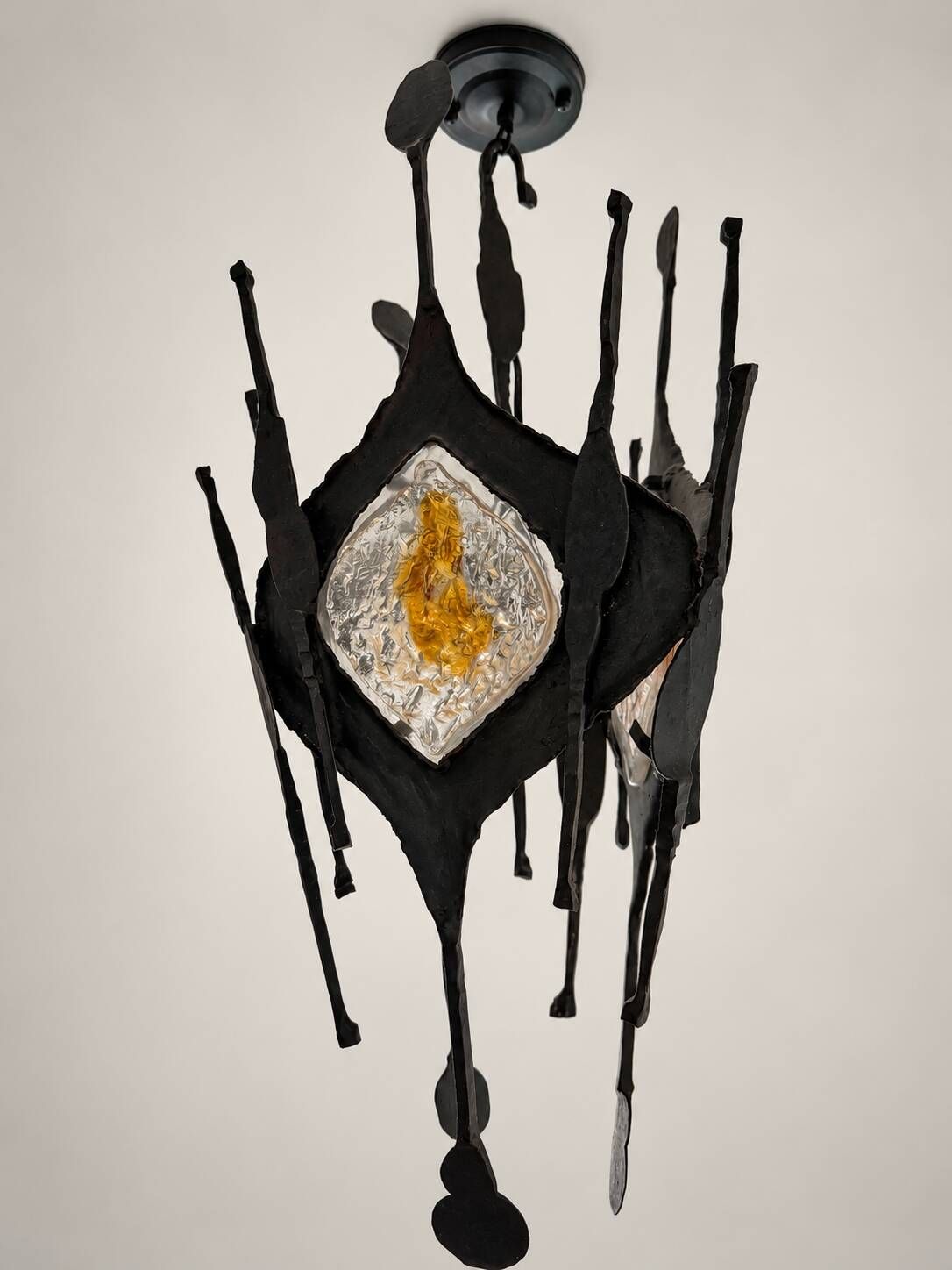 Brutalist chandelier attributed to Tom Ahlström & Hans Ehrlich