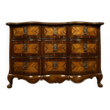 Crossbow commode from the Louis XV period in noble wood marquetry, 18th century.