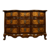 Commode Arbalète époque Louis XV en marqueterie de bois nobles époque XVIIIeme