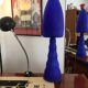 Lampe en verre bleu 1980