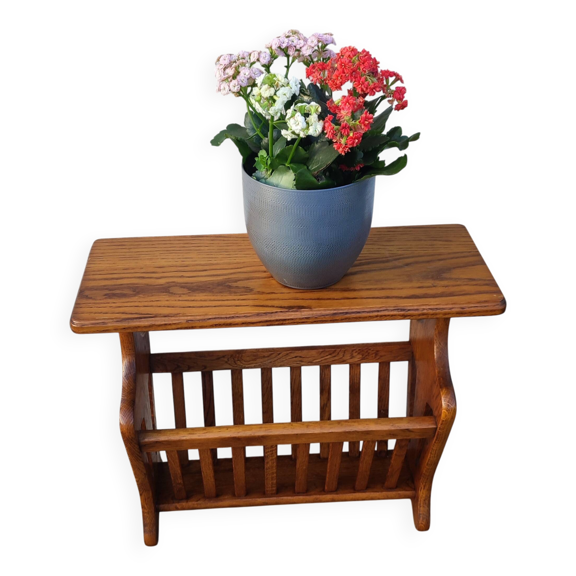 Vintage Oak Magazine Rack – Brutalist Style