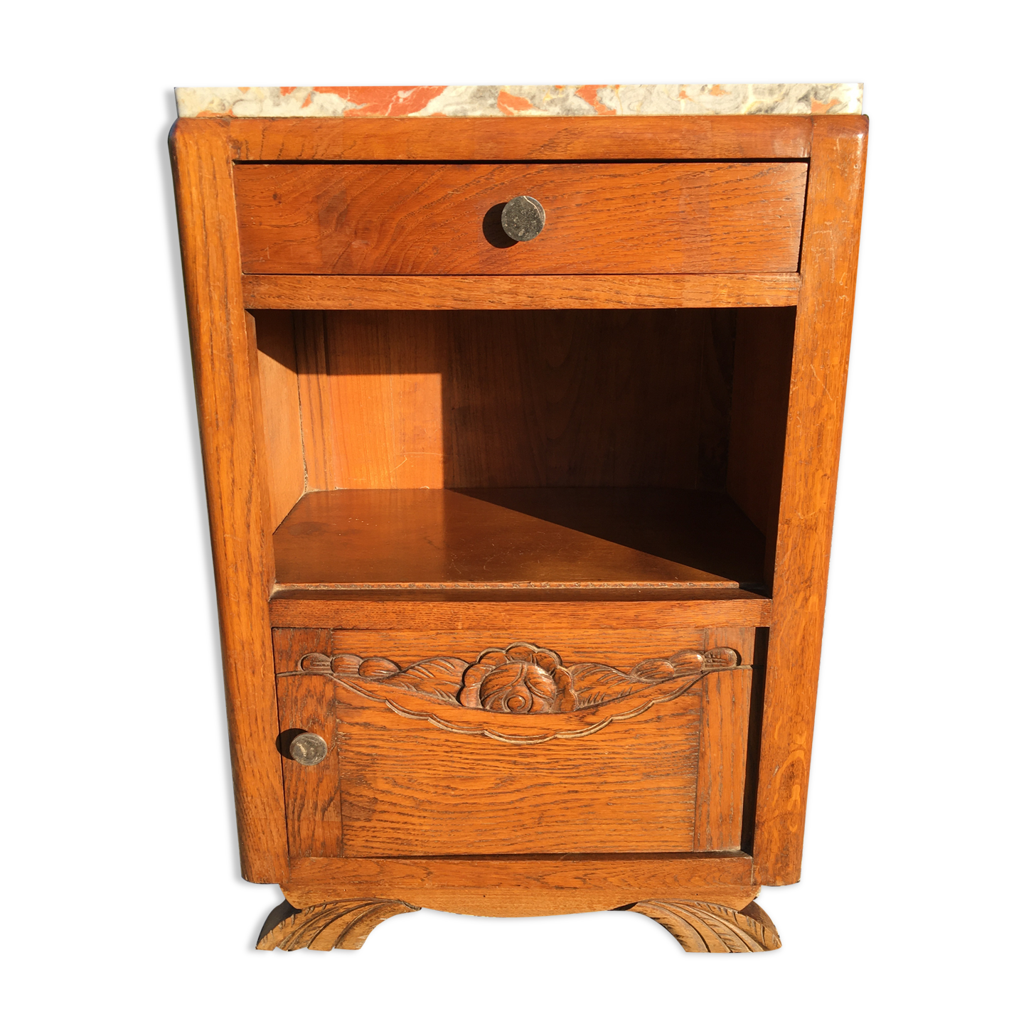 Art Deco oak bedside