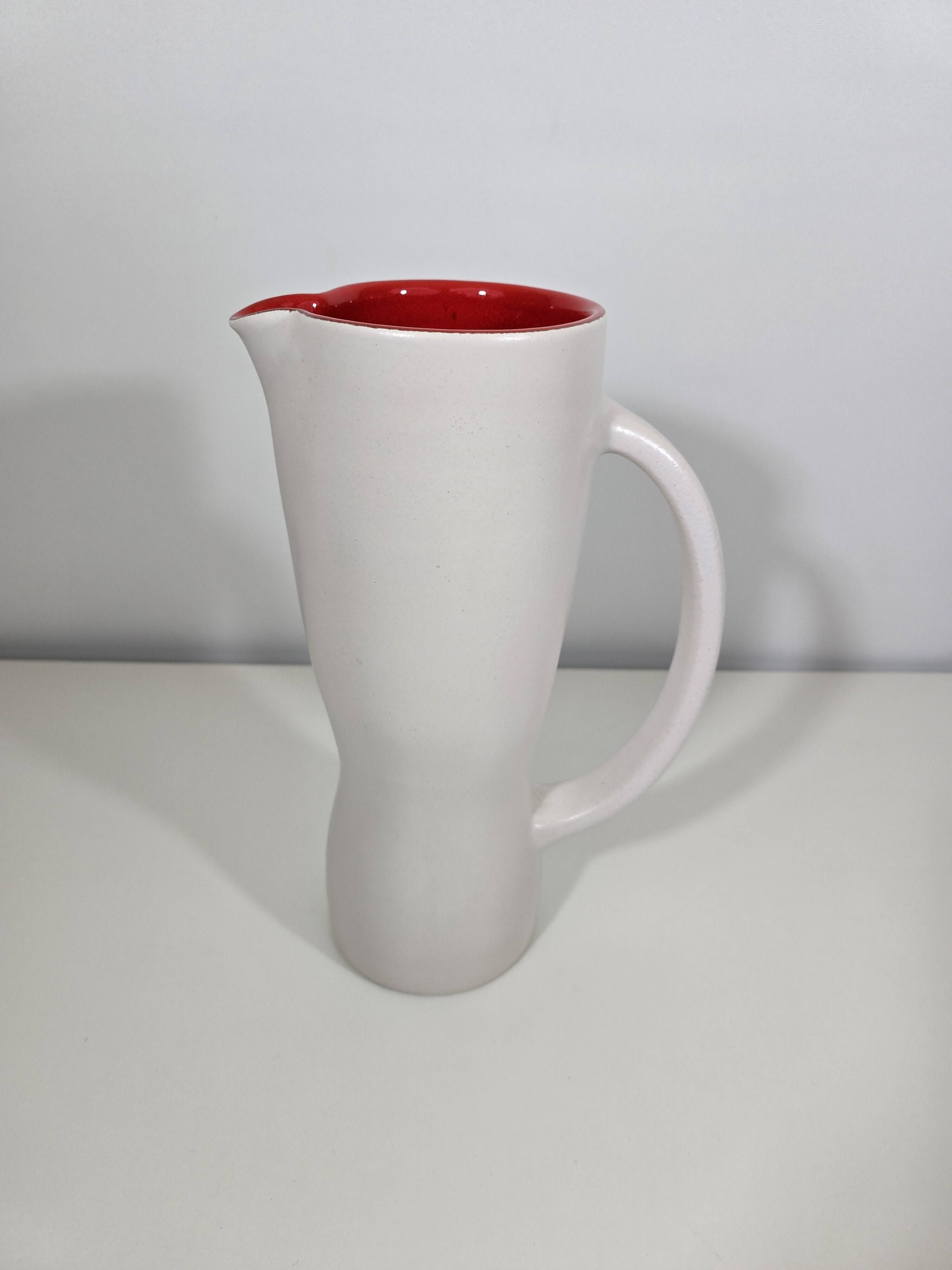 Jug and 12 ceramic cups model 1059 by Pol Chambost from around 1950.