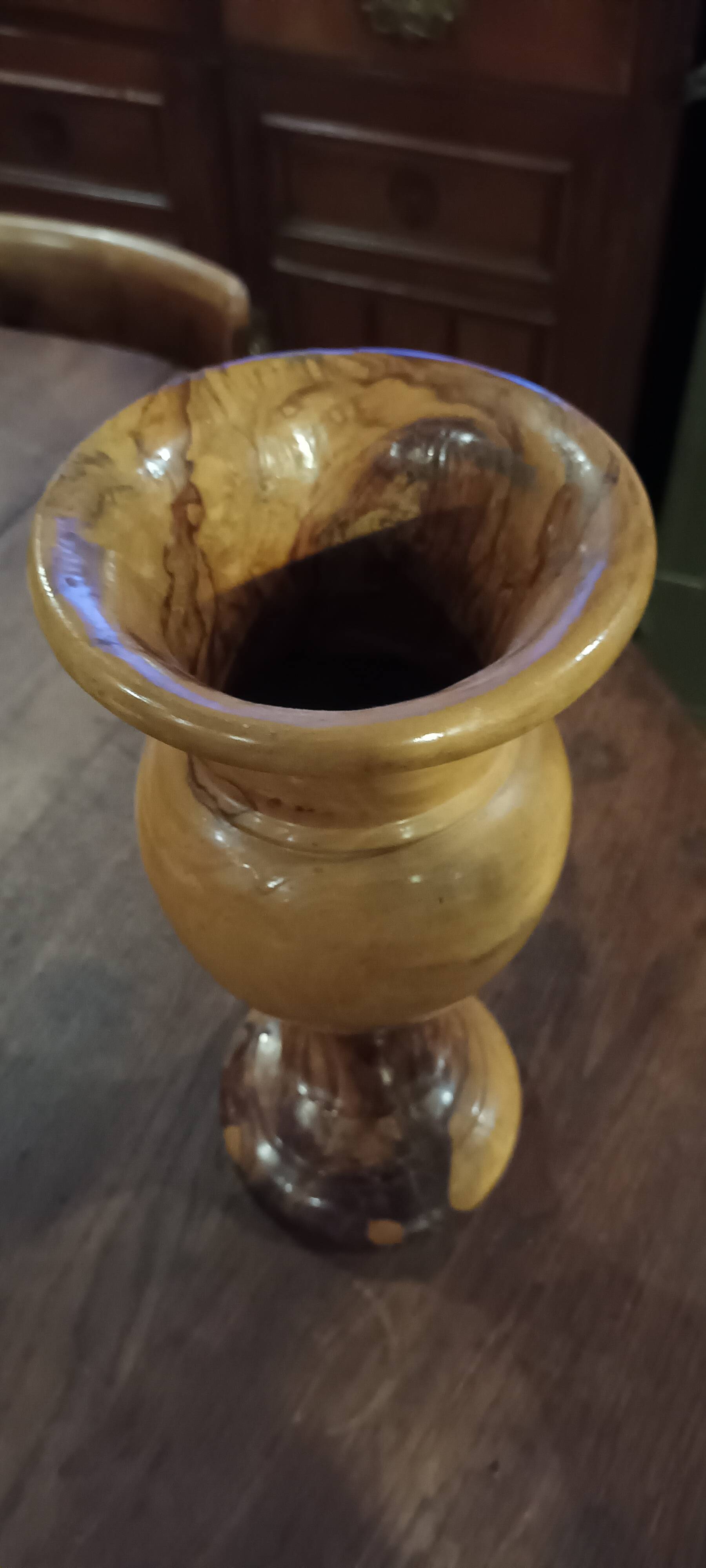 Turned olive wood vase