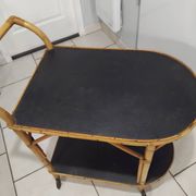 Vintage rattan serving trolley