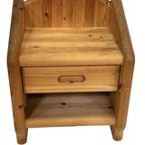 Vintage set of two pine wood bedside tables