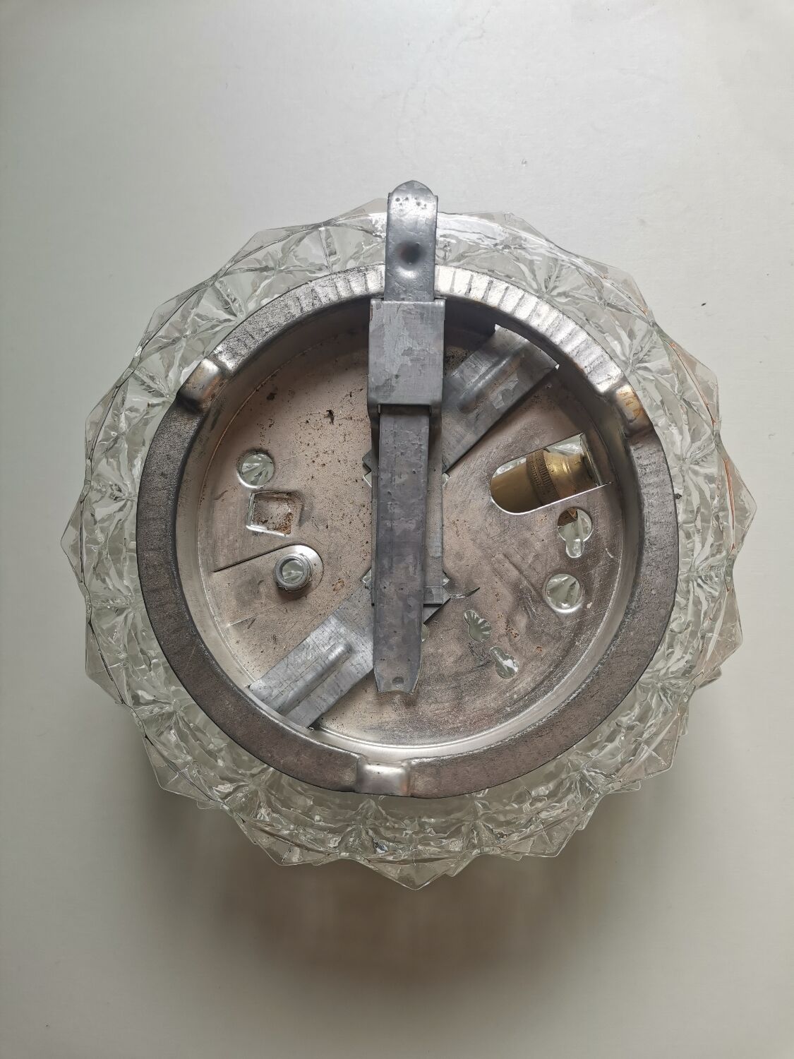 Ceiling lamp vintage molded glass faceted